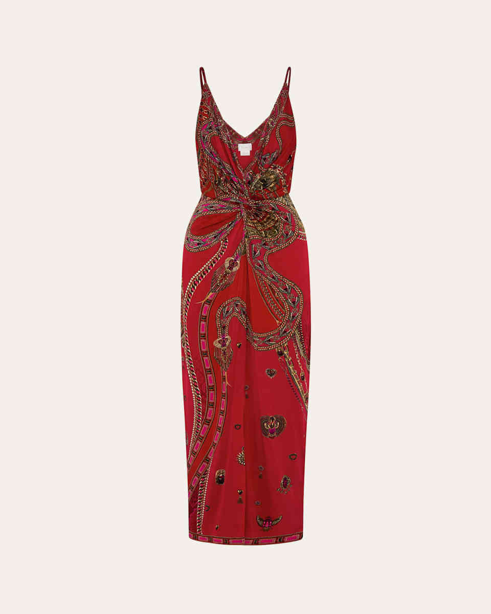Kissed By A Cobra Strappy Twist-Front Dress
